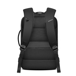 Rucsac laptop 15.6", smart, impermeabil, cu insertie de piele ecologica, port de incarcare USB si jack audio, BANGE, 43x31x16 cm, Negru - Img 6