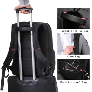 Rucsac laptop 17", cu port de incarcare USB si compartiment antisoc, Kingsons, 37x22x50 cm, Negru - Img 7