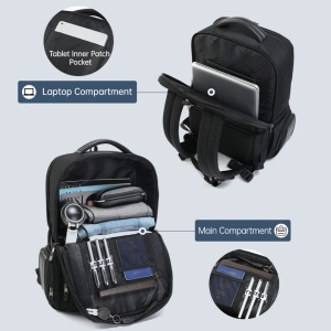Rucsac laptop 17", smart business pentru calatorii, Tigernu, 32x20x47 cm, Negru - Img 4