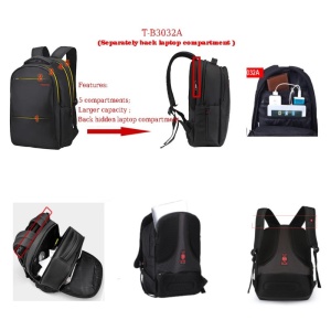 Rucsac laptop 17" smart casual, impermeabil, Tigernu, 49x33x16 cm, Negru - Img 6