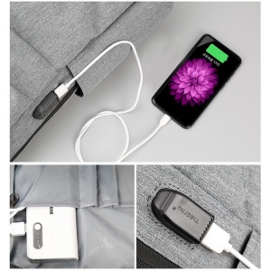 Rucsac pentru mamici, impermeabil, multifunctional, interfata USB, Tigernu, 39x28x14 cm, Gri - Img 5