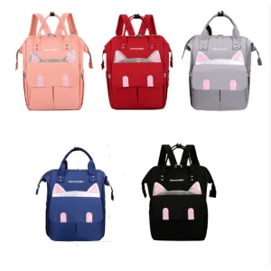 Rucsac pentru scutece cu design pisicuta, Escalate, Rosu - Img 2