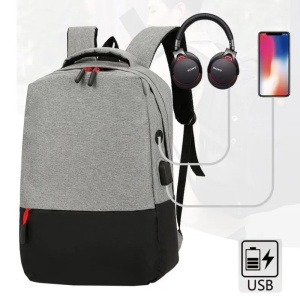 Set rucsac 15.6" casual minimalist, geanta de umar si portofel pentru adolescenti, GETICS, Negru/Gri - Img 3