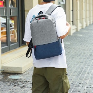 Set rucsac 15.6" casual minimalist, geanta de umar si portofel pentru adolescenti, GETICS, Albastru/Gri - Img 5