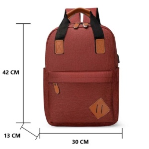 Set rucsac 15" casual minimalist, geanta de umar si portofel pentru adolescenti, GETICS, Rosu - Img 2
