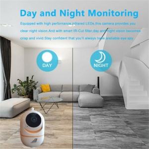 Camera supraveghere cu inteligenta artificiala IPCTV WIFI, Escalate,comunicare bidirectionala, night vision fullHD 1920*1080P 2 MP, Alba cu portocaliu - Img 5