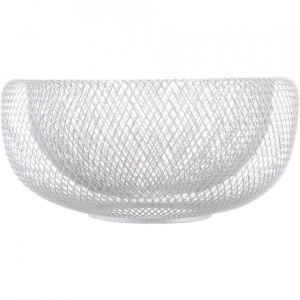 Cos pentru fructe cu pereti dubli din plasa metalica, Escalate, 13,5 x 27cm, Alb - Img 2