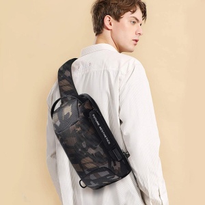 Geanta crossbody/de umar, impermeabila, antifurt, cu port de incarcare USB, Bange, 34X18X10 cm, Camuflaj - Img 8