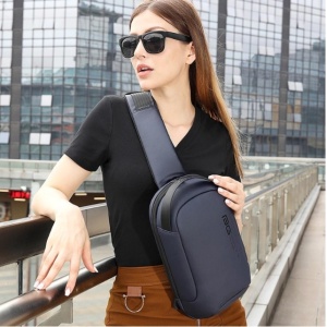 Geanta crossbody/de umar, multifunctionala, cu port de incarcare USB, Bange, 18cmx11cmx31cm, Albastra - Img 4