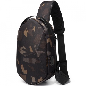 Geanta crossbody, de umar sau de mana tip sling, cu port de incarcare USB 3.0, Bange, 30x11x17 cm, Camuflaj - Img 2