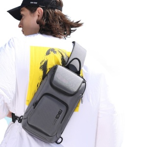 Geanta crossbody, de umar sau de mana, unisex, impermeabila, Bange, 34x17.5x11 cm, Gri - Img 7