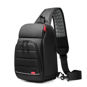 Geanta de umar, de piept sau de mana, cu port de incarcare USB, GETICS, 28x18x12 cm, Neagra