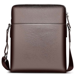 Geanta de umar sau de mana business casual, impermeabila, din piele ecologica, WEIXIER, 27.5x23.5x5.5 cm, Maro - Img 4