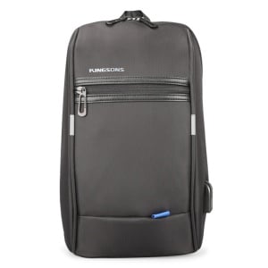 Geanta laptop 10.1", de umar, de piept sau de mana tip sling, antifurt, cu port de incarcare USB, Kingsons, 31x19x8 cm, Neagra - Img 2