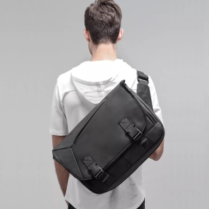 Geanta laptop 15.6", de umar sau de piept, tip messenger, expandabila, GETICS, 43x16x32 cm, Gri - Img 8