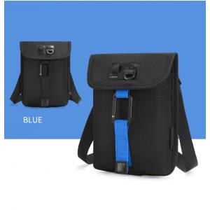 Geanta sport casual de umar sau de piept, TIGERNU, 19.5x3x15 cm, Neagra cu albastru - Img 3