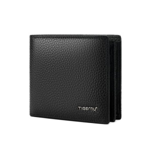 Portofel business clasic, din piele naturala, TIGERNU, 11.3x1x9.5 cm, Negru - Img 1