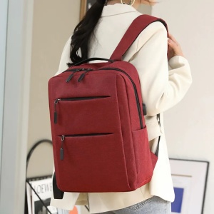 Rucsac 13.3" casual minimalist, cu port USB pentru adolescenti, GETICS, 40x30x13 cm, Rosu - Img 5
