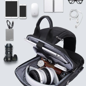 Rucsac crossbody/de umar smart, light, impermeabil, cu port de incarcare USB, Bange, Negru - Img 4