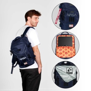 Rucsac cu licenta oficiala, pentru calatorii cu avionul, impemeabil, 20 L, 25x20x40 cm, NASA, Albastru - Img 4