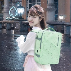 Rucsac dama 15.6", multifunctional, impermeabil, cu port USB, Getics, 29.5x15.5x42.5 cm, Verde - Img 7