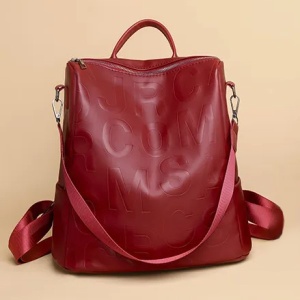 Rucsac dama, impermeabil cu buzunar antifurt, Escalate, 30x16x31cm, Rosu - Img 3