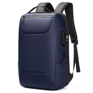 Rucsac laptop 15.6", business casual, impermeabil cu cifru antifurt si port de incarcare USB, GETICS, 30x16x47 cm, Albastru
