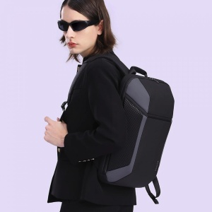 Rucsac laptop 15.6", casual business, impermeabil, cu aspect futurist 3D carbon, BANGE, 47.5x30x12 cm, Gri - Img 8