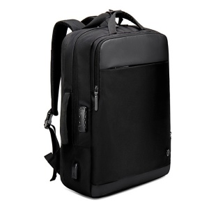 Rucsac laptop 15.6", expandabil, cu port de incarcare USB si sistem antifurt, GETICS, 46x31x18 cm, Negru - Img 3