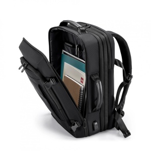 Rucsac laptop 15.6", pentru calatorii, expandabil pana la 27 L, cu port de incarcare USB, KINGSONS, 28.5x21/31x43 cm, Negru - Img 3