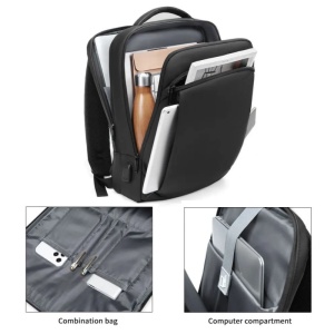 Rucsac laptop 15.6", smart business convertibil, cu port de incarcare USB, GETICS, 30x12x42 cm, Negru - Img 5
