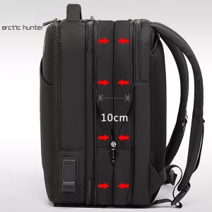 Rucsac laptop 15.6", smart business, expandabil cu deschidere 180 grade, port USB si jack audio, Arctic Hunter, 43x30x15/25 cm, Negru 652 - Img 4