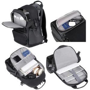 Rucsac laptop 15.6" smart casual, cu port de incarcare USB, GETICS, 46x30x22 cm, Negru - Img 5