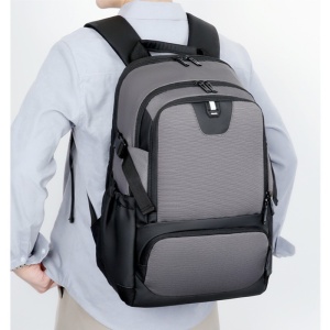 Rucsac laptop 15.6" smart casual, cu port de incarcare USB, GETICS, 46x30x22 cm, Gri - Img 6