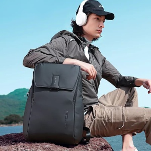 Rucsac laptop 15.6", smart casual, design pelerin unisex, impermeabil, BANGE, 46x30x19 cm, Negru - Img 8