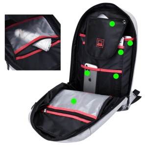 Rucsac laptop 15.6" smart casual impermeabil, cu port USB, GETICS, 46x30x10 cm, Gri deschis - Img 4