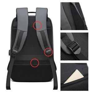 Rucsac laptop 15.6" smart, impermeabil, cu port de incarcare USB, GETICS, 31x16x46 cm, Gri - Img 6