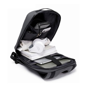 Rucsac laptop 15.6", smart, impermeabil cu sistem antifurt, port de incarcare USB, BANGE, 30x15x46 cm, Gri - Img 3