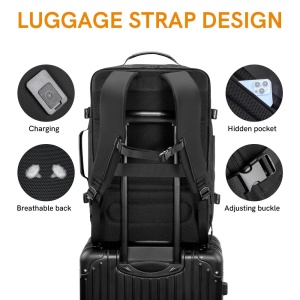 Rucsac laptop 17", pentru calatorii, expandabil pana la 42 L, cu port de incarcare USB, VGOAL, 33x24/29x52 cm, Negru - Img 7