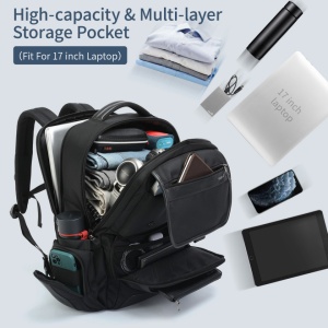 Rucsac laptop 17", smart business pentru calatorii, Tigernu, 32x20x47 cm, Negru - Img 5