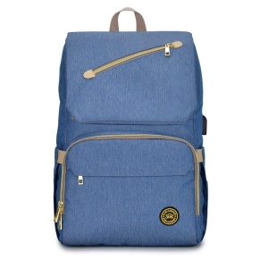 Rucsac multifunctional, impermeabil cu volum generos pentru mamici, interfata USB, Escalate, Albastru - Img 1