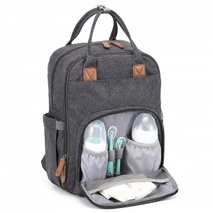 Rucsac multifunctional pentru mamici, impermeabil, Escalate, 44X32X22 cm, Gri - Img 2