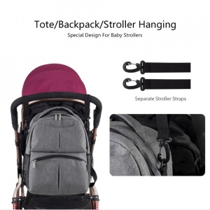 Rucsac pentru mamici, multifunctional, cu spatiu mare de depozitare, port USB, Insular, Gri - Img 4