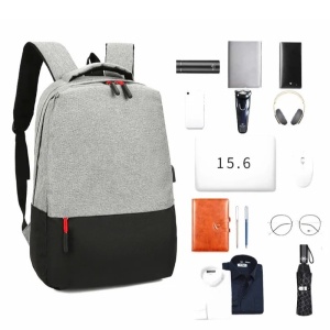 Set rucsac 15.6" casual minimalist, geanta de umar si portofel pentru adolescenti, GETICS, Negru/Gri - Img 4