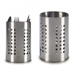 Suport pentru tacamuri din otel inoxidabil perforat, Escalate, 12x12x18 cm