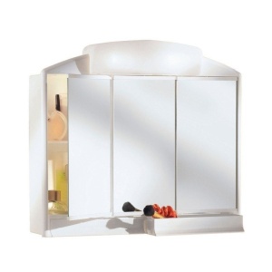 Dulap din plastic cu usi culisante, oglinzi si lampi integrate, Escalate, 59x51x16 cm, Alb - Img 3