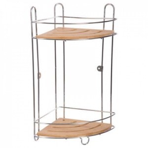 Etajera de colt pentru baie cu doua niveluri, Five, 27x19x40 cm