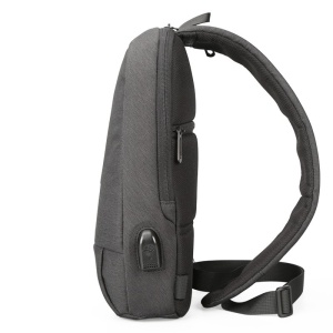 Geanta 10.1", de umar, de piept sau de mana, antifurt, cu port de incarcare USB, Kingsons, 31x18x8 cm, Gri inchis - Img 2