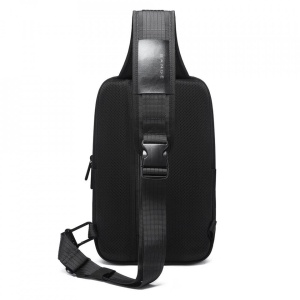 Geanta crossbody/de umar casual, impermeabila, multifunctionala, antifurt, cu port de incarcare USB, Bange, Neagra - Img 5