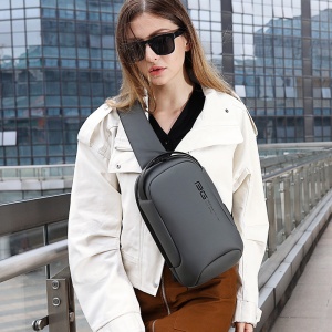 Geanta crossbody/de umar, multifunctionala, cu port de incarcare USB, Bange, 18cmx11cmx31cm, Gri - Img 5